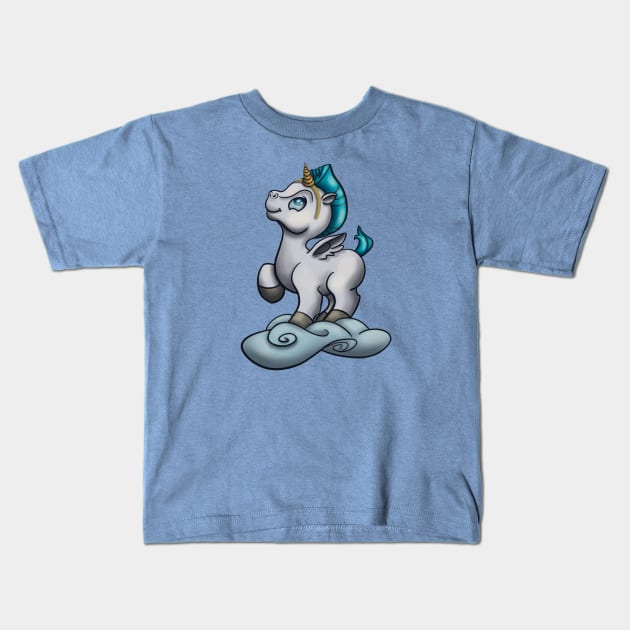 Baby Pegasus with Unicorn Horn Kids T-Shirt by Art-by-Sanna